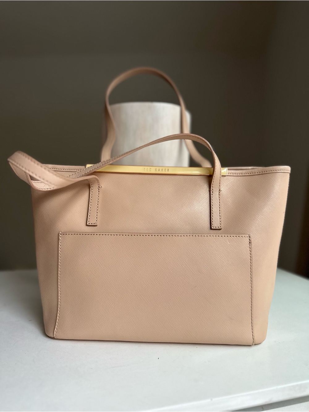 Ted Baker Genuine Leather Tote Bag with Matching Pouch